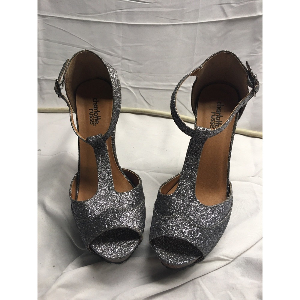 CHARLOTTE RUSSE SILVER SPARKLING HIGH HEELS size 6
